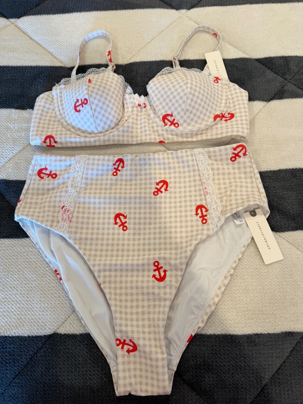 Celandine  gingham anchor bikini